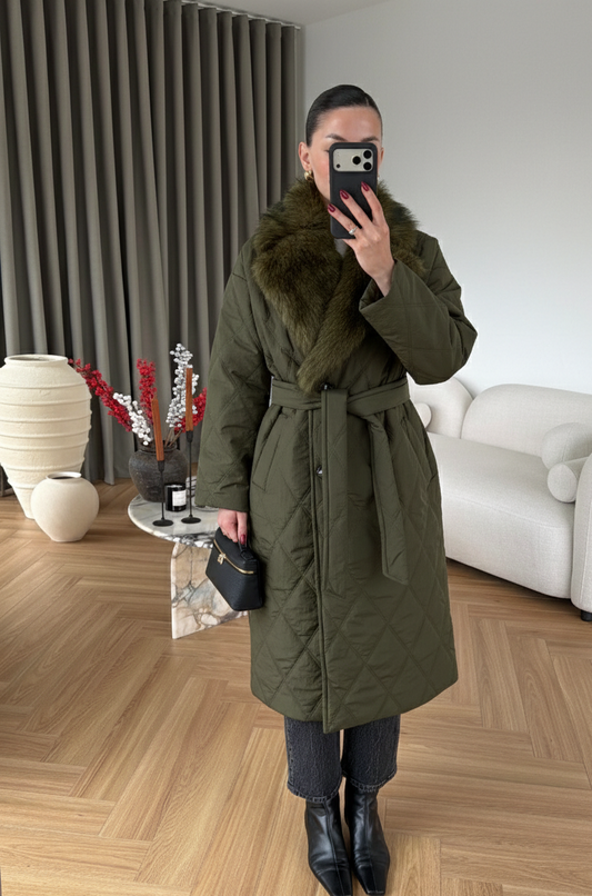 Royal Kürklü Uzun Mont HAKİ