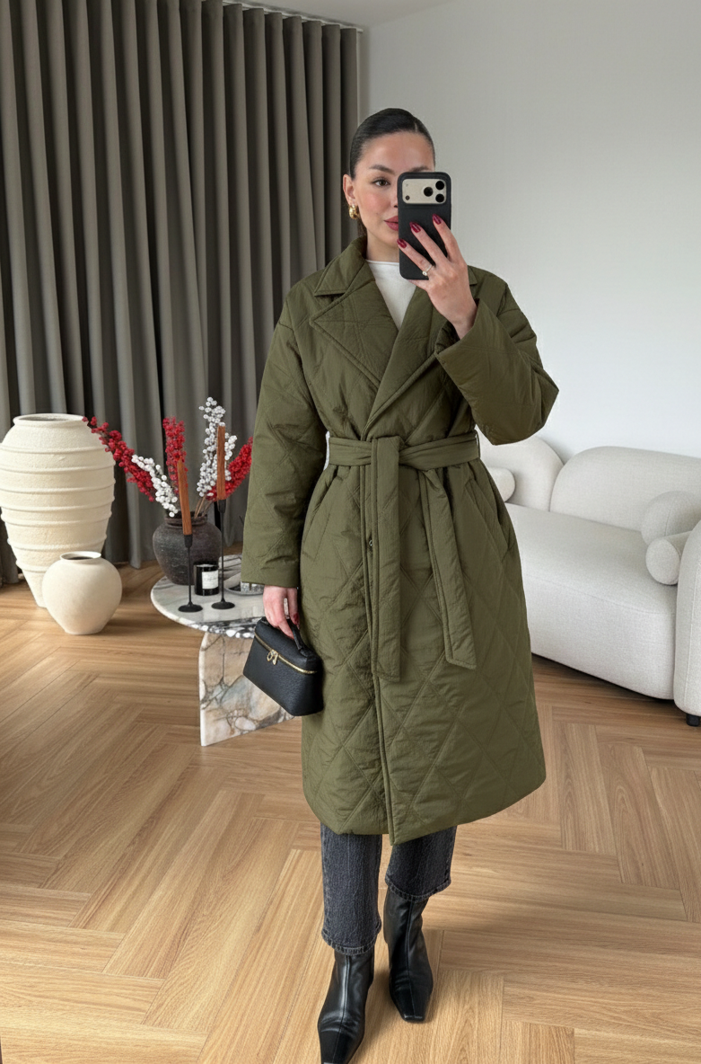 Royal Kürklü Uzun Mont HAKİ