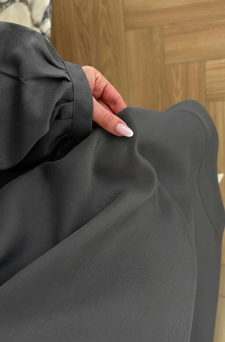 Ayşima Yaka Detaylı Elbise ANTRASİT