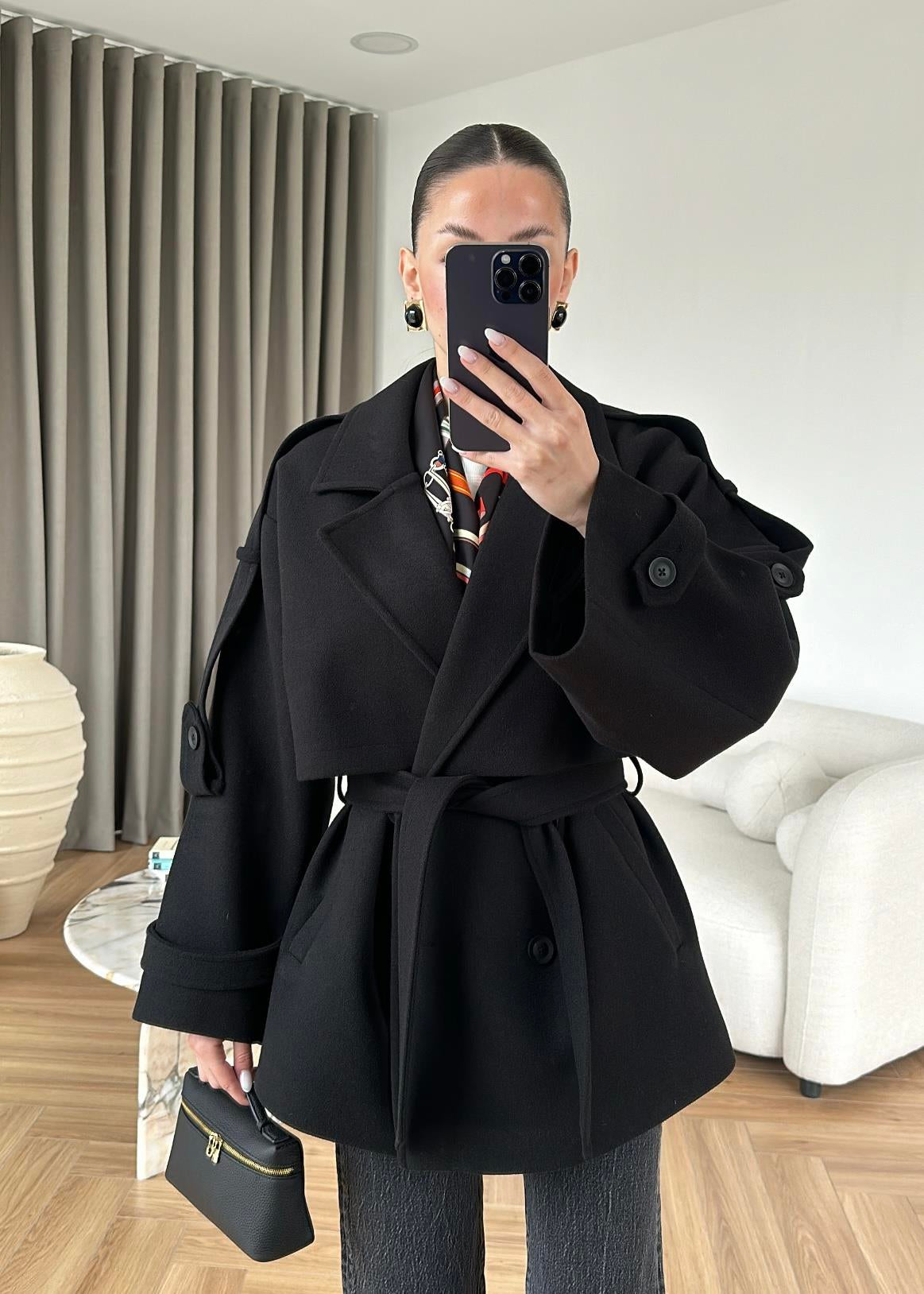 Ara Boy Kaşe Kaban SİYAH