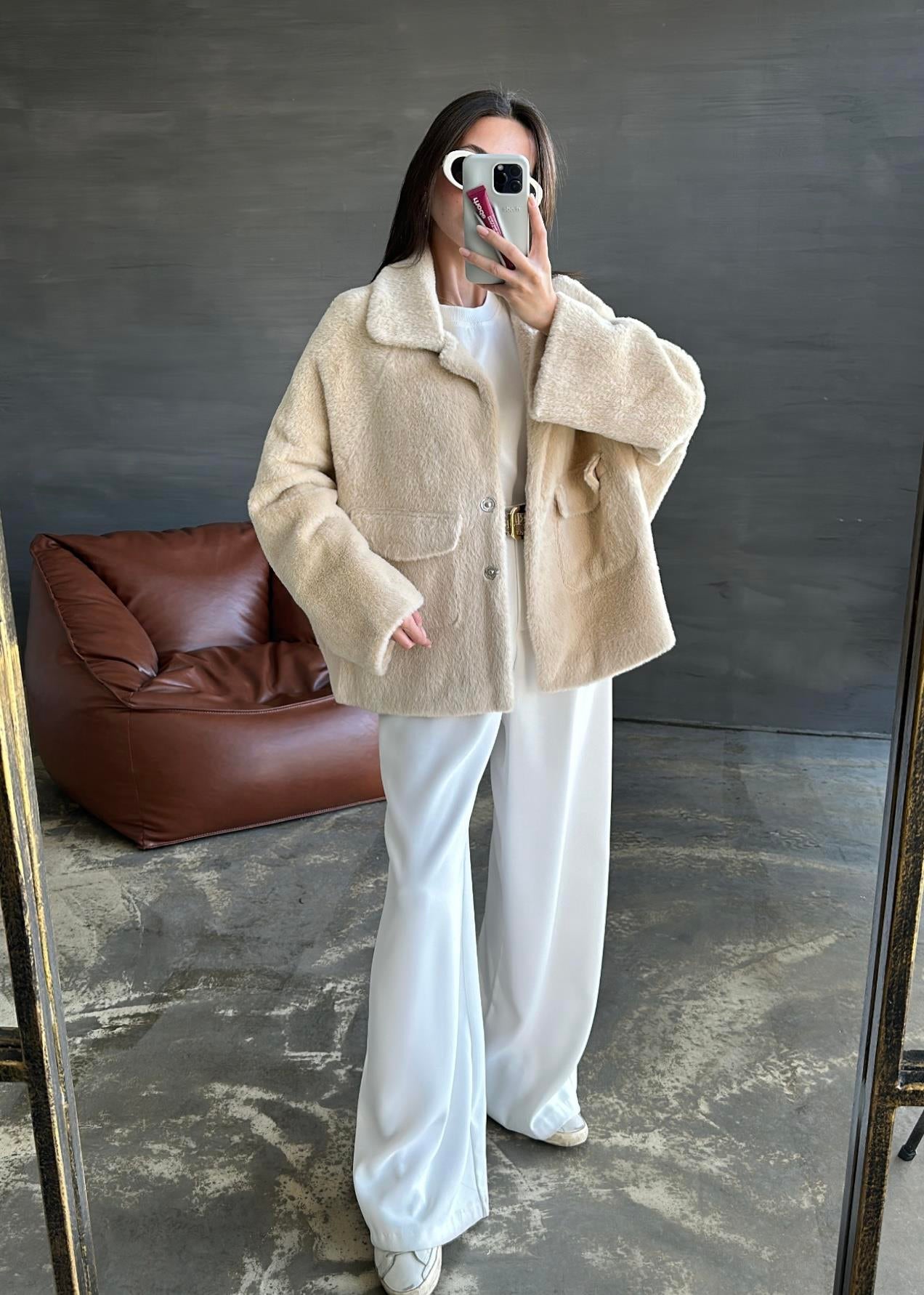 Çift Cepli Kürk BEJ