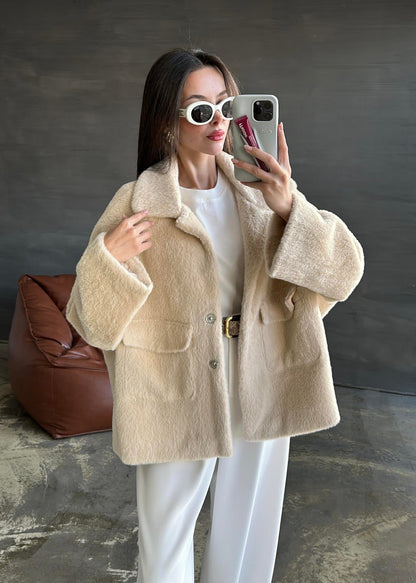 Çift Cepli Kürk BEJ