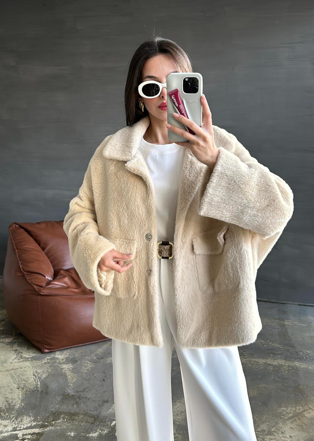 Çift Cepli Kürk BEJ