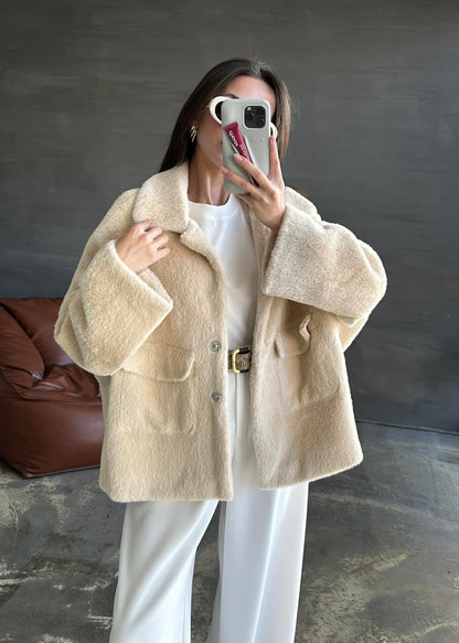 Çift Cepli Kürk BEJ