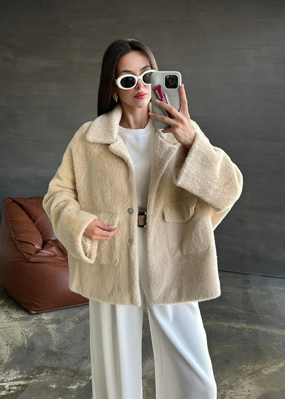 Çift Cepli Kürk BEJ