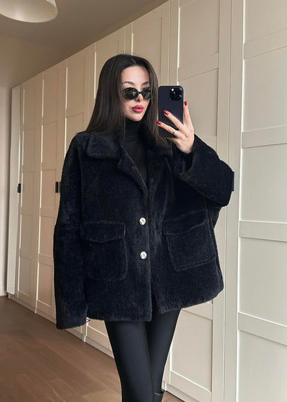 Çift Cepli Kürk SİYAH