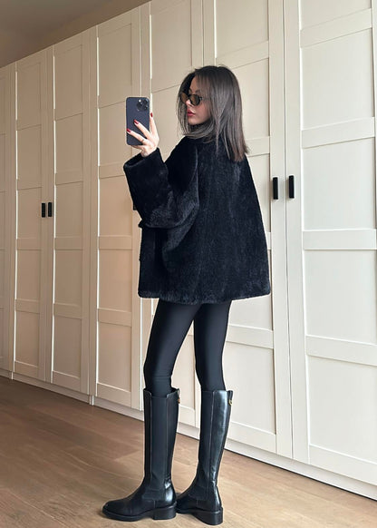 Çift Cepli Kürk SİYAH