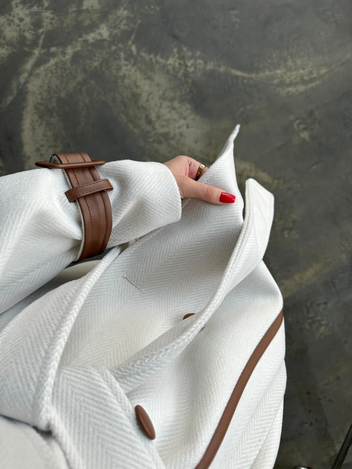 Deri Detaylı Premium Kaban TAŞ