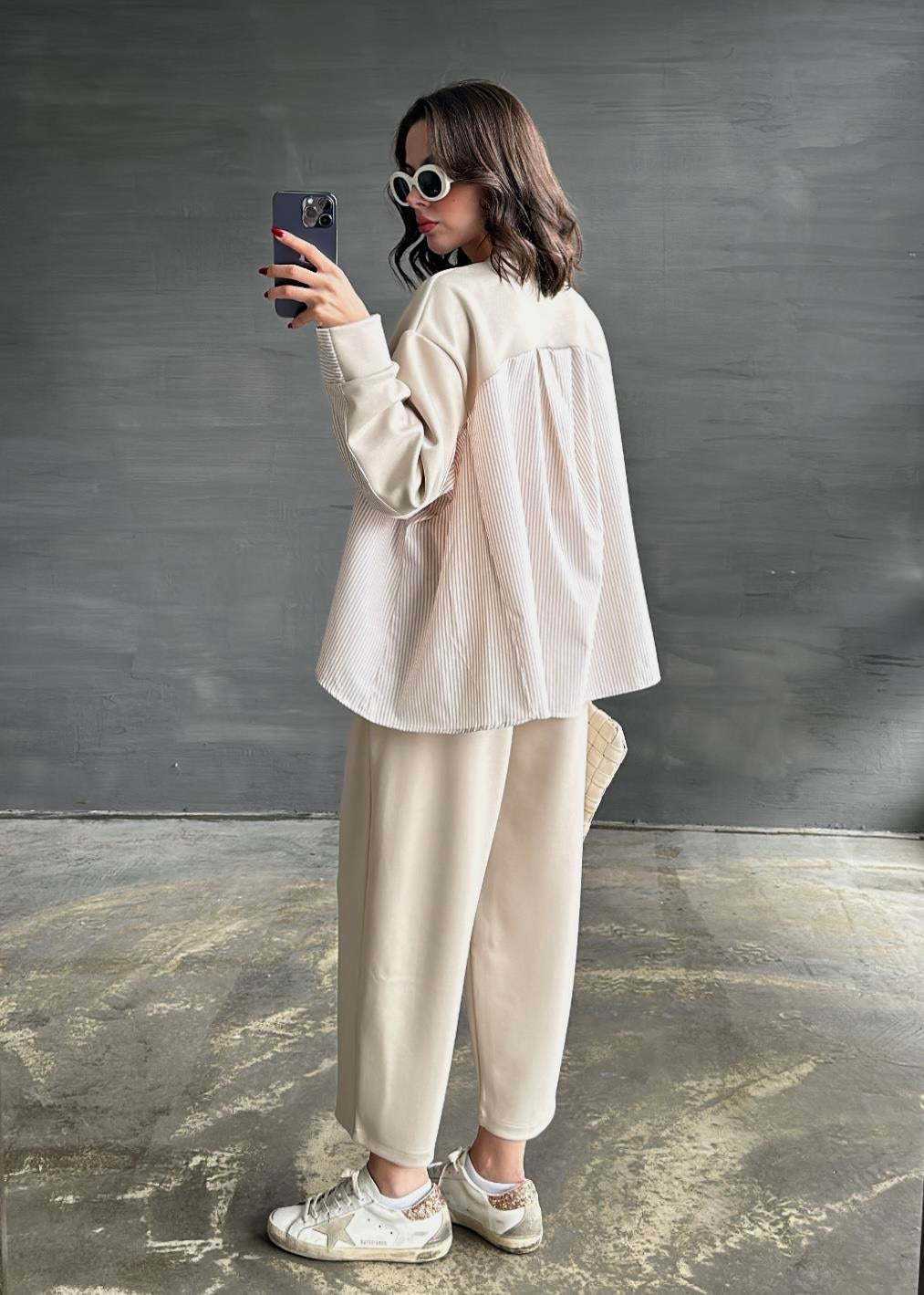 Garnili Modal Sweat Pantolon Takım BEJ