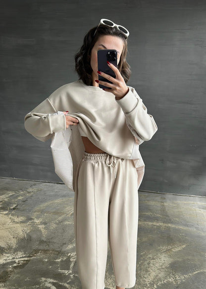 Garnili Modal Sweat Pantolon Takım BEJ