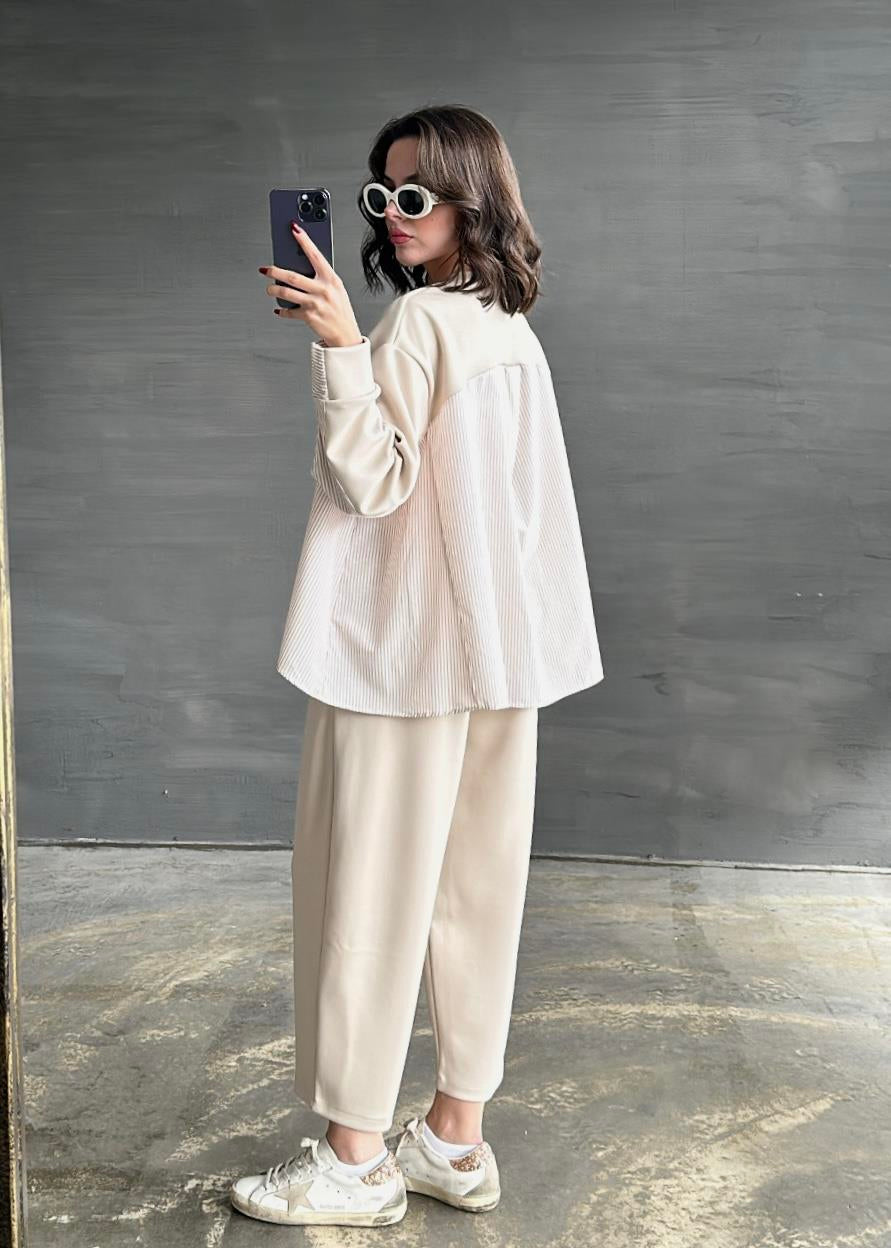 Garnili Modal Sweat Pantolon Takım BEJ