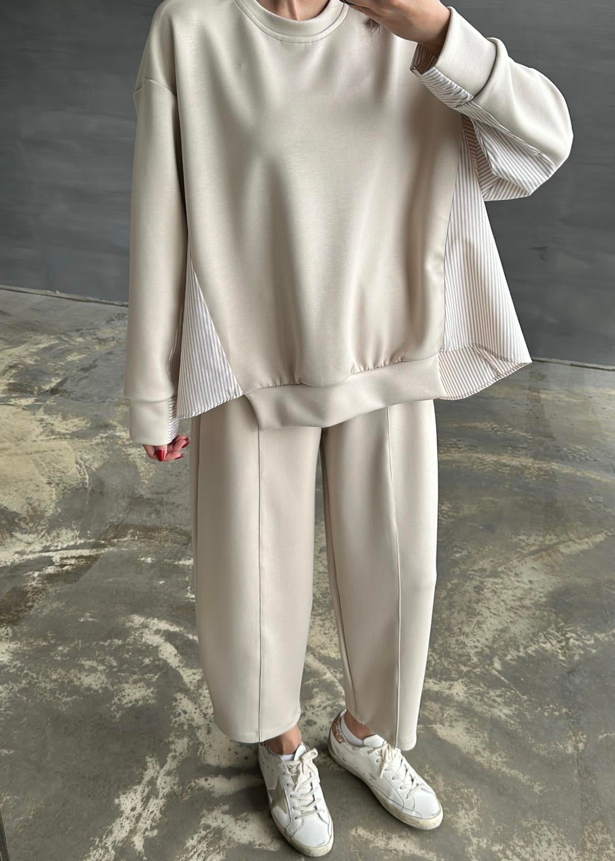 Garnili Modal Sweat Pantolon Takım BEJ