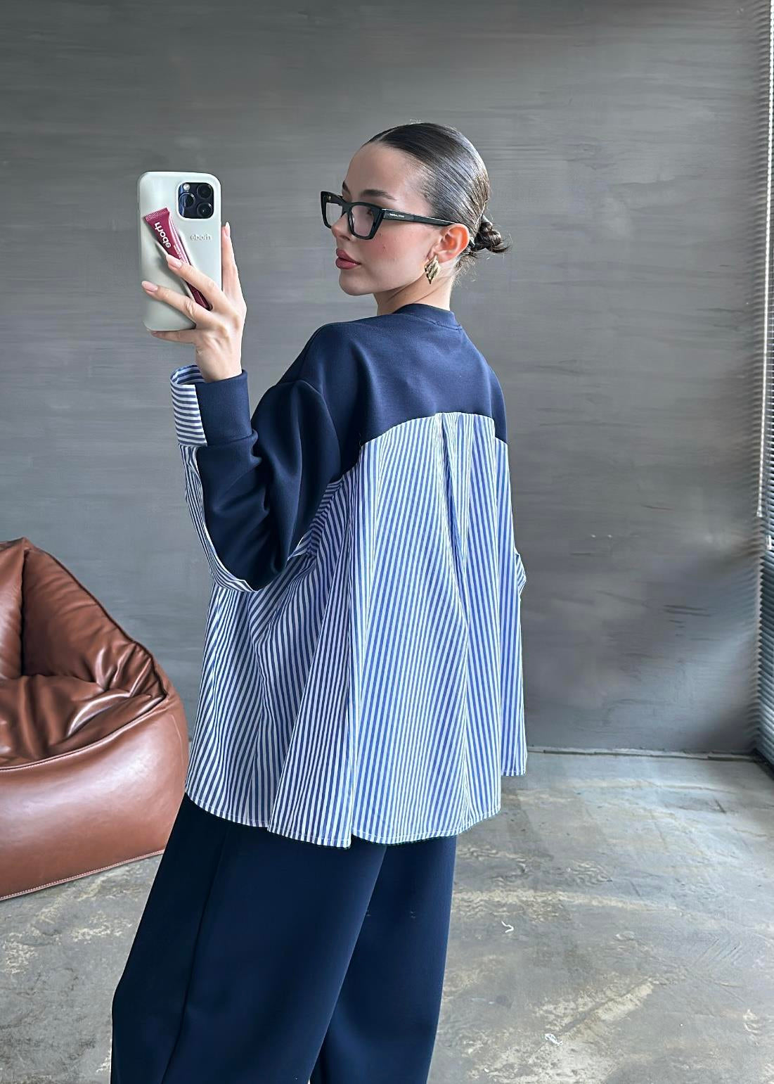 Garnili Modal Sweat Pantolon Takım LACİVERT