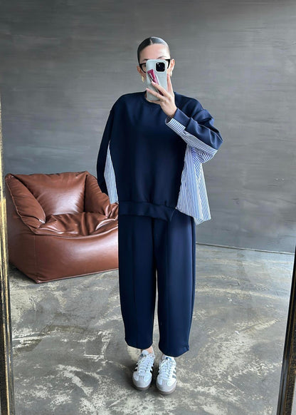 Garnili Modal Sweat Pantolon Takım LACİVERT