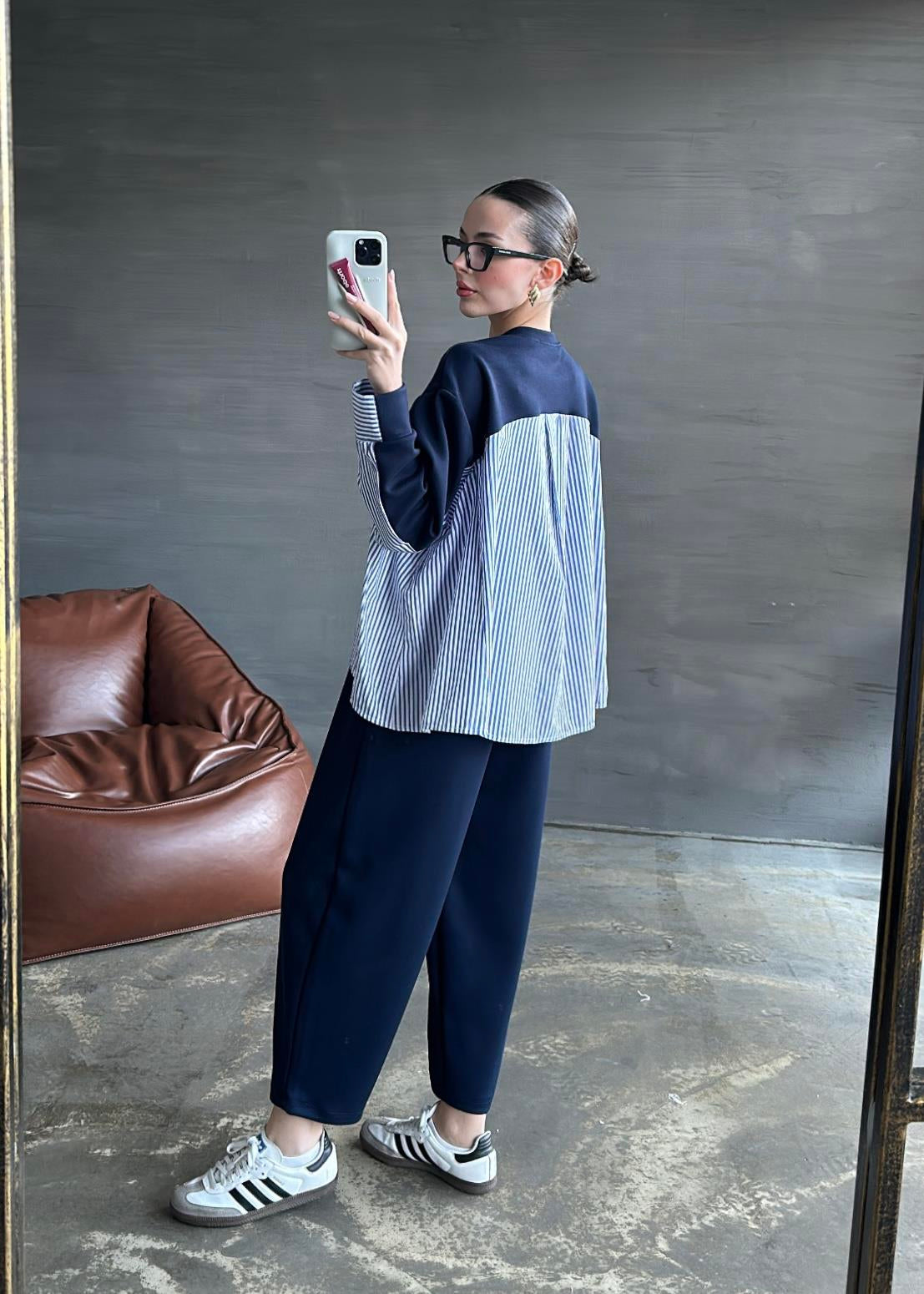 Garnili Modal Sweat Pantolon Takım LACİVERT