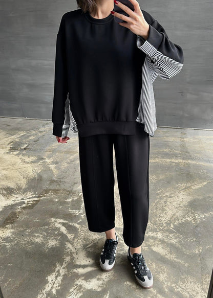 Garnili Modal Sweat Pantolon Takım SİYAH