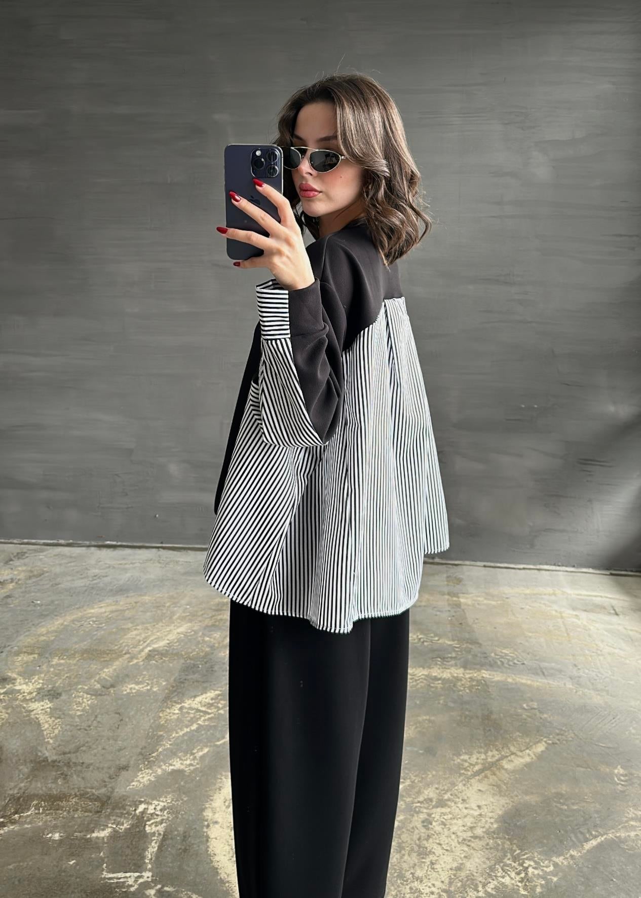 Garnili Modal Sweat Pantolon Takım SİYAH