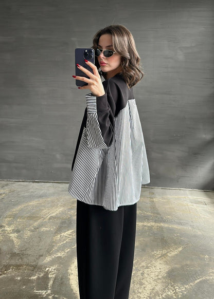 Garnili Modal Sweat Pantolon Takım SİYAH