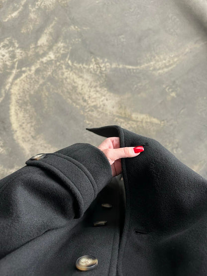 Gömlek Yakalı Kemerli Kaban SİYAH