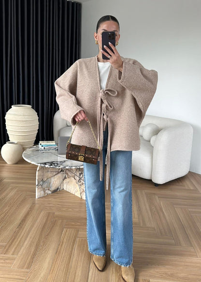 Yünlü Bağlamalı Ceket TAŞ