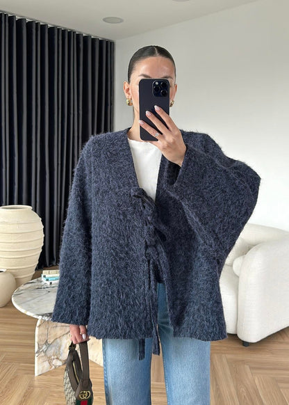 Yünlü Bağlamalı Ceket LACİVERT