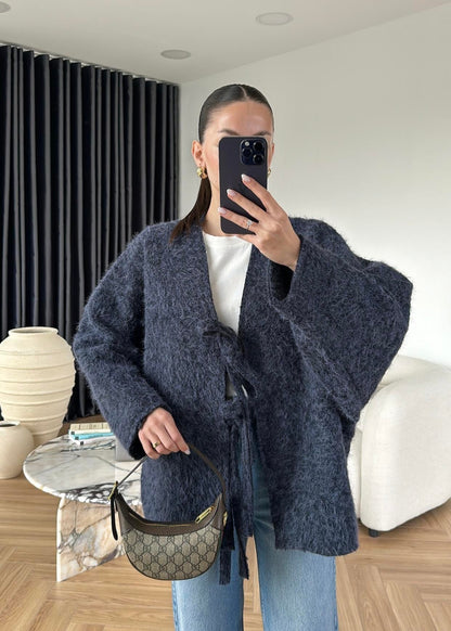 Yünlü Bağlamalı Ceket LACİVERT