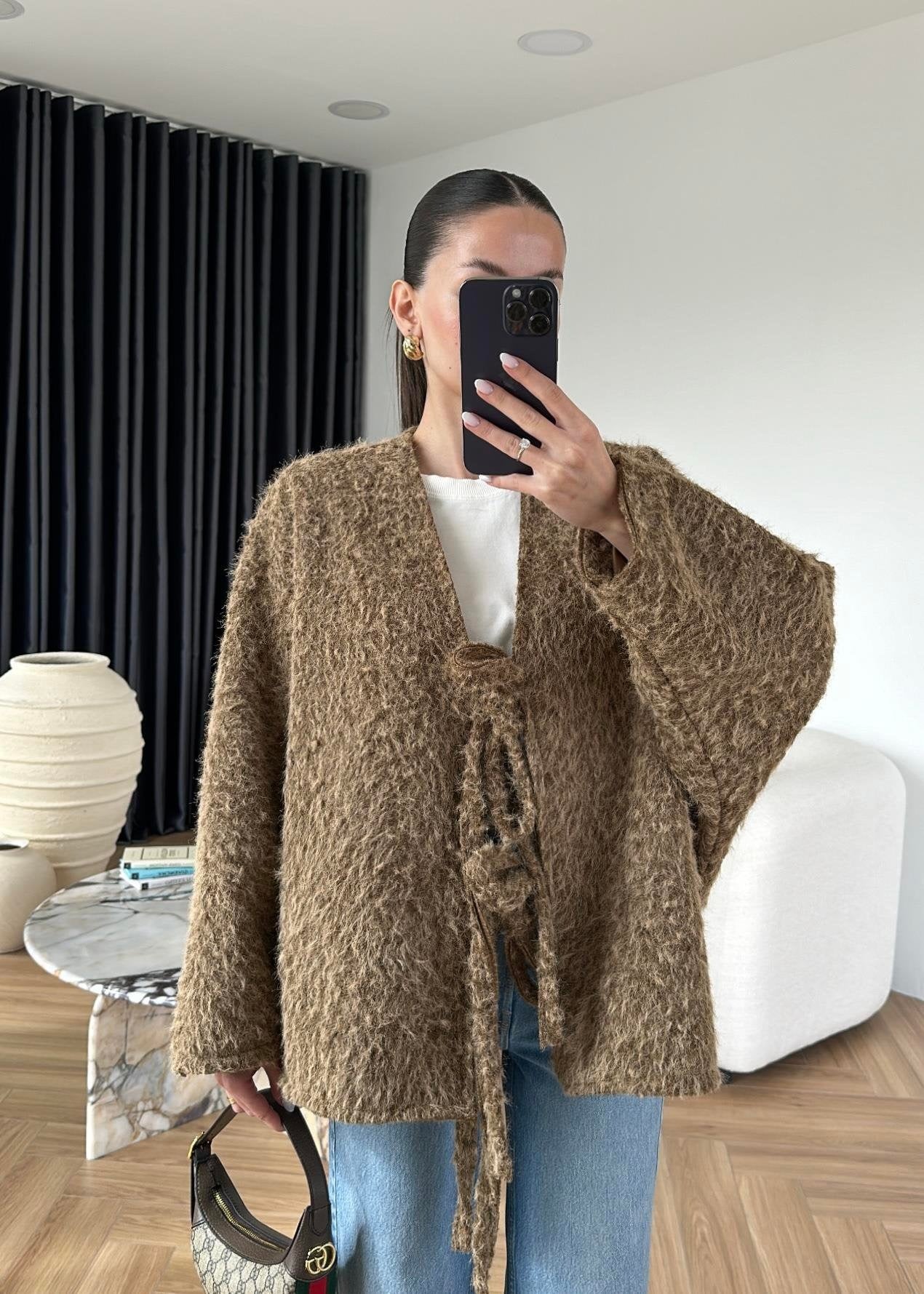 Yünlü Bağlamalı Ceket CAMEL