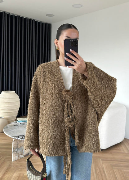 Yünlü Bağlamalı Ceket CAMEL