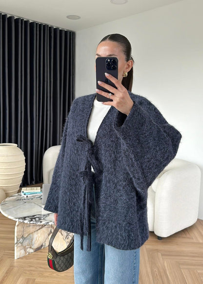 Yünlü Bağlamalı Ceket LACİVERT