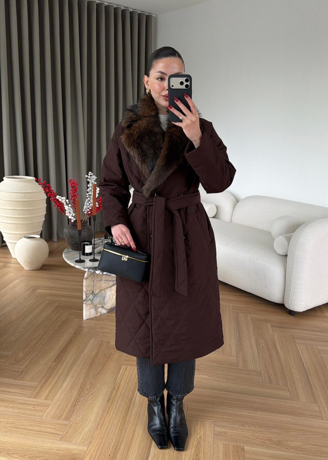 Royal Kürklü Uzun Mont ACI KAHVE