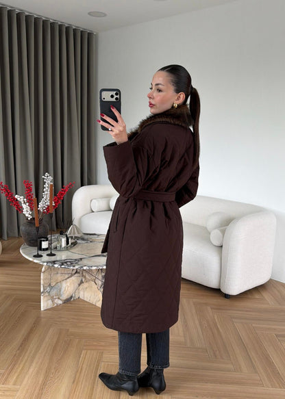 Royal Kürklü Uzun Mont ACI KAHVE