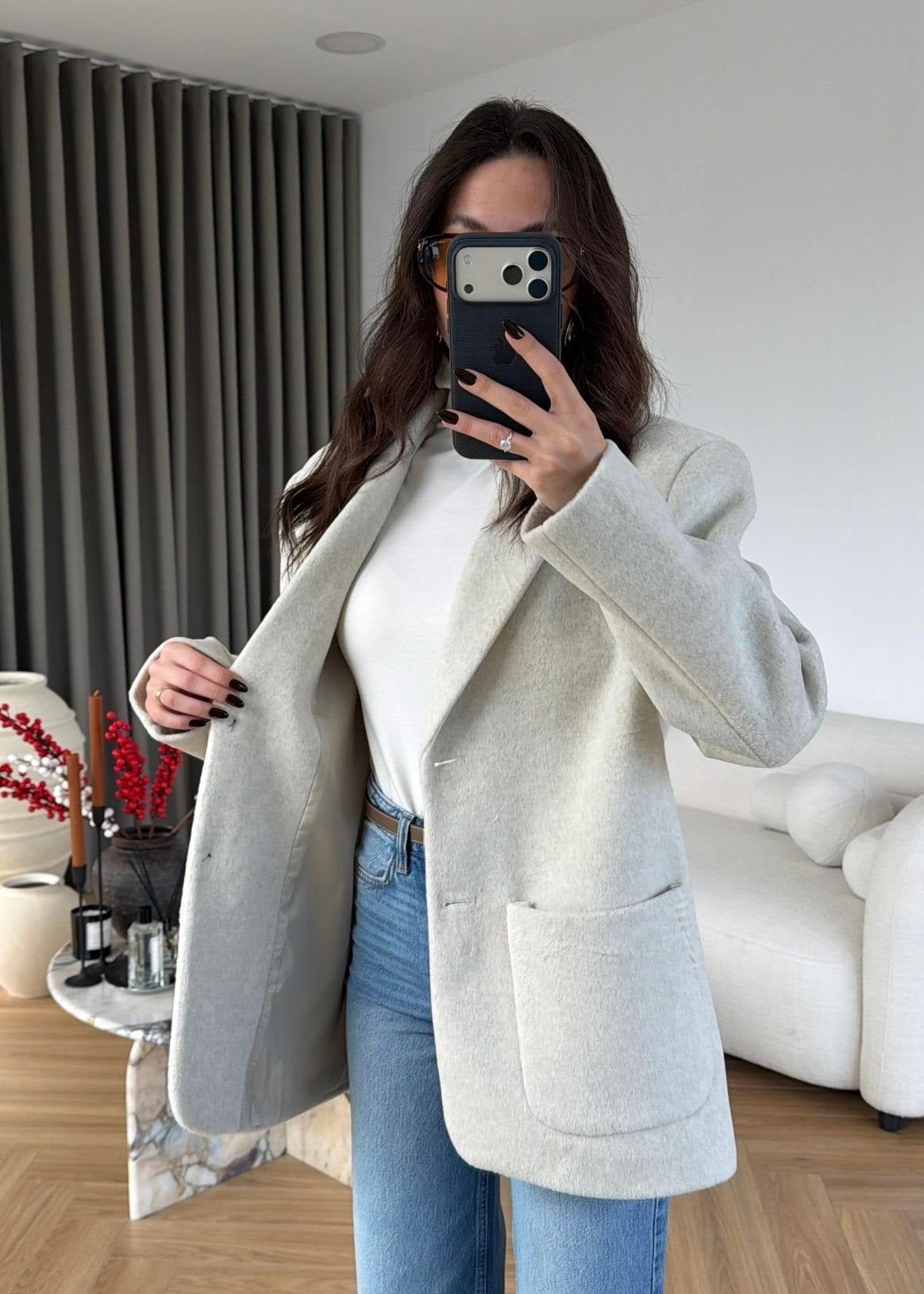 Yün Dokulu Blazer Ceket EKRU