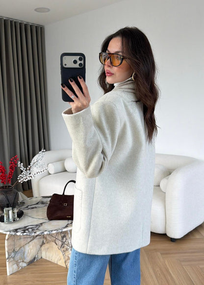 Yün Dokulu Blazer Ceket EKRU