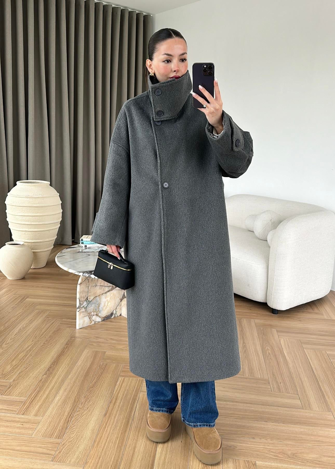 İthal Kaşe Kaban ANTRASİT