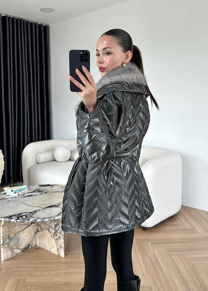 Rugan Kürk Detaylı Mont ANTRASİT