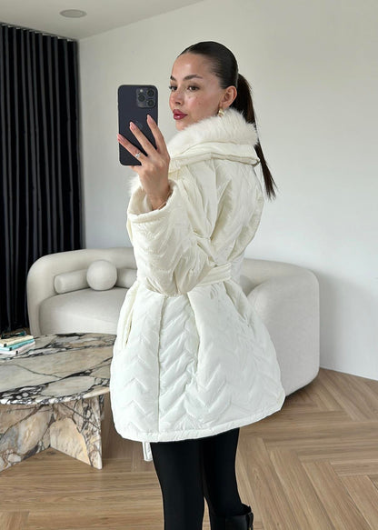 Rugan Kürk Detaylı Mont EKRU