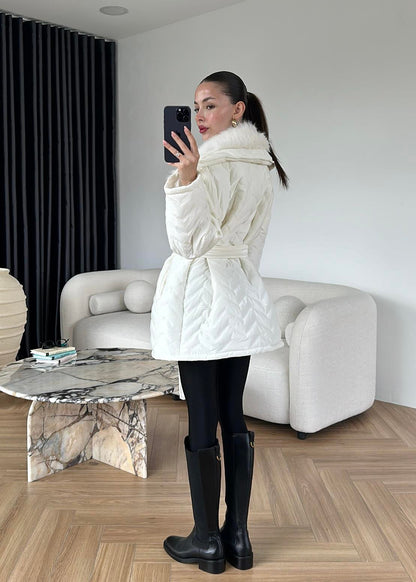 Rugan Kürk Detaylı Mont EKRU