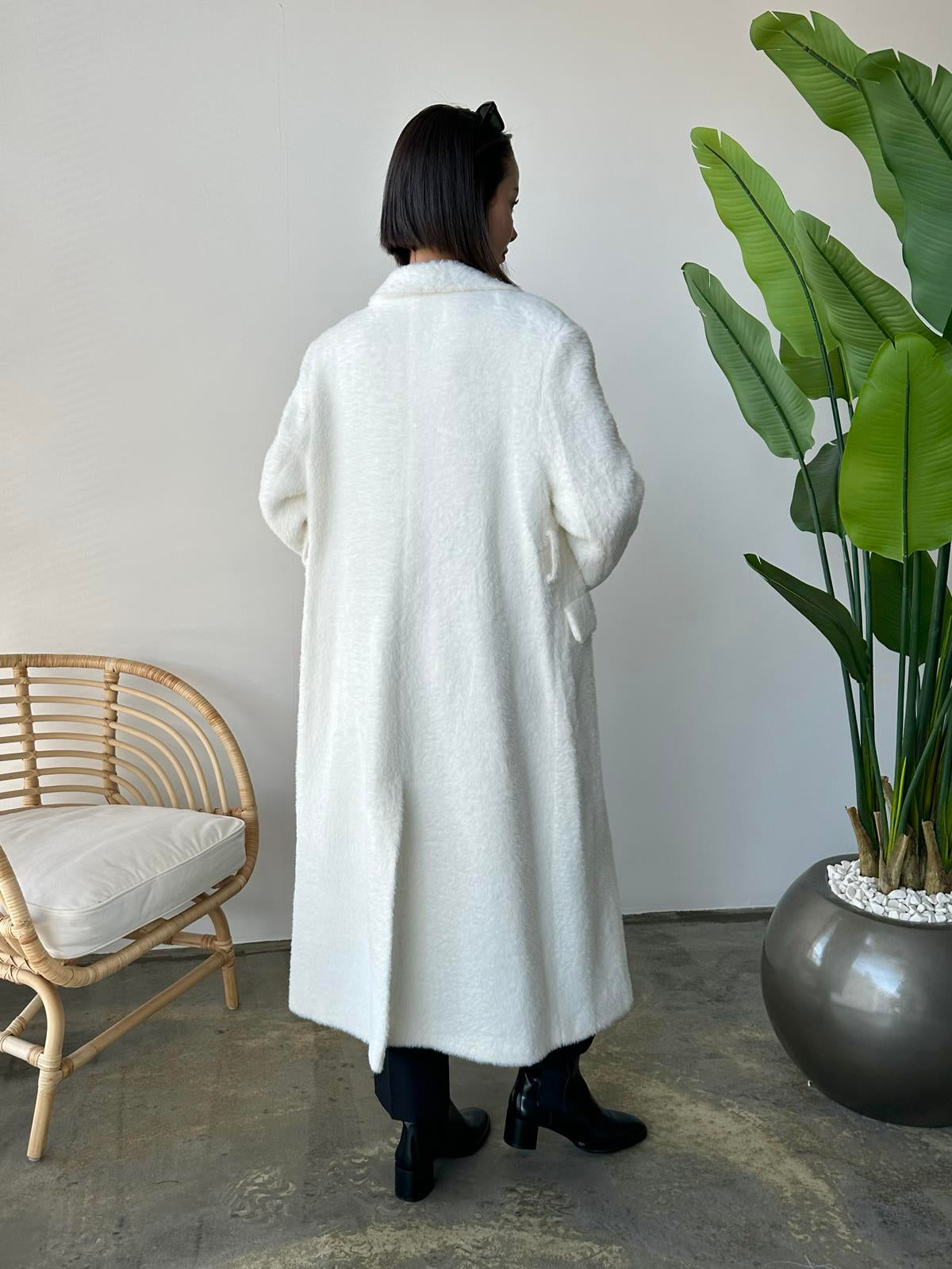 Teddy Kuşaklı Kaban BEYAZ