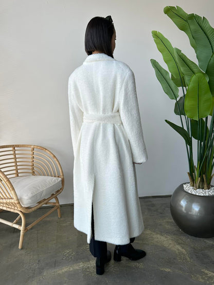 Teddy Kuşaklı Kaban BEYAZ