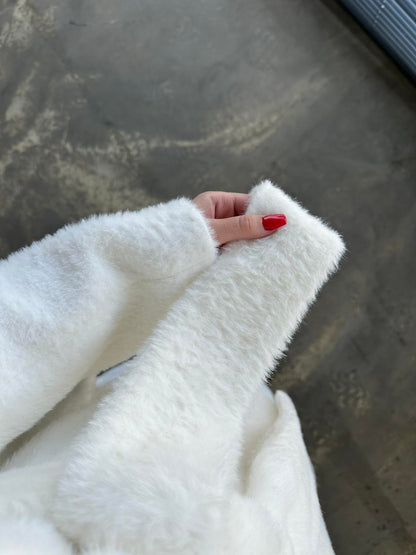 Teddy Kuşaklı Kaban BEYAZ