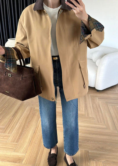 Torba Cepli Ekose Detaylı Ceket CAMEL