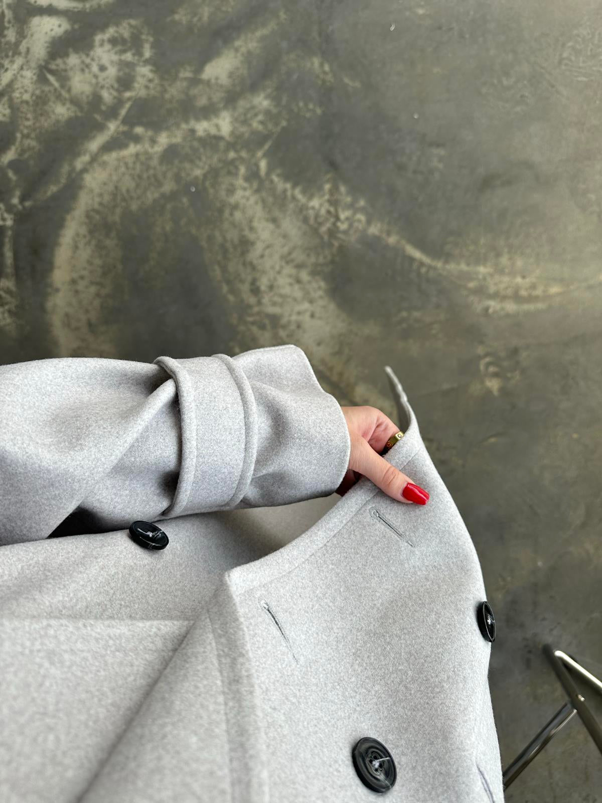 Vatkalı Apoletli Premium Kaban GRİ