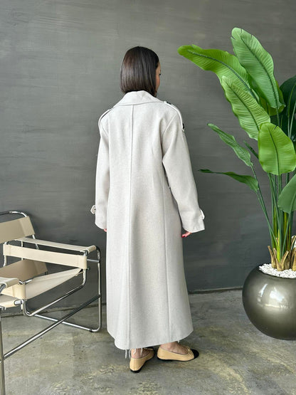 Vatkalı Apoletli Premium Kaban GRİ