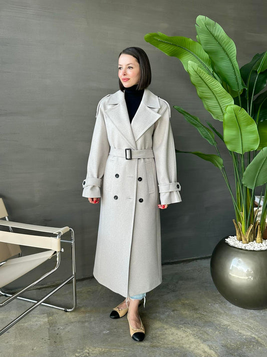 Vatkalı Apoletli Premium Kaban GRİ