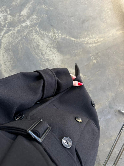 Vatkalı Apoletli Premium Kaban SİYAH