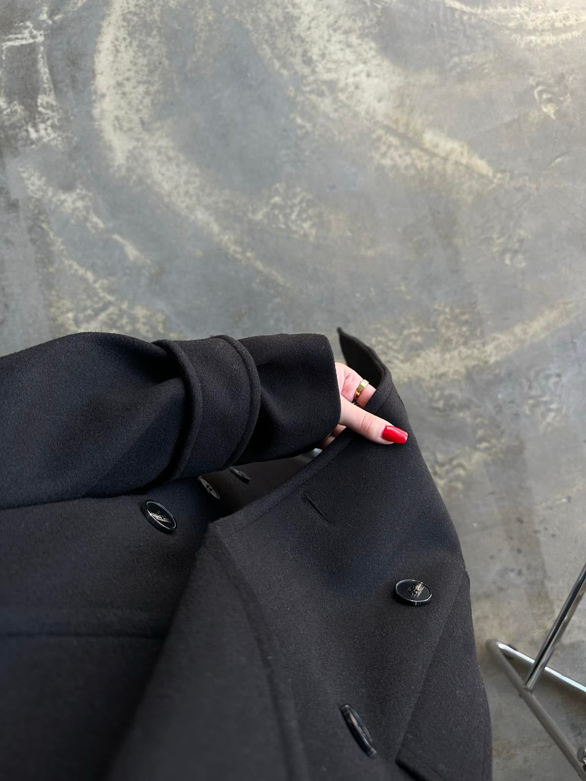 Vatkalı Apoletli Premium Kaban SİYAH