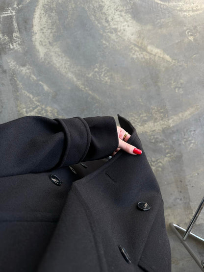 Vatkalı Apoletli Premium Kaban SİYAH