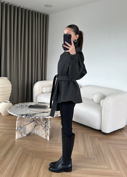 Volanlı Kaşe Kaban ANTRASİT